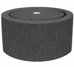 Rund lav Vandfontæne i stenlook med LED lys - sort eller grå