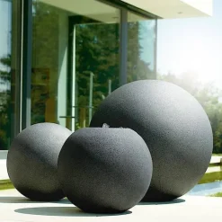 Rund Maicao Vandkunst i sten look med LED lys - Sort eller Grå