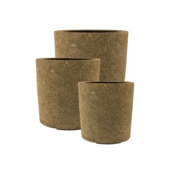 Rund plantekrukke i brun sandsten look - Sæt - 5 års garanti