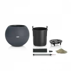 Rund Plantekrukke med indsats og selvvanding - Ø.50cm / Hvid - Sand - Slate