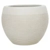 Rund sandfarvet plantepotte i glasfiber med vandrette riller - H.20xØ.25