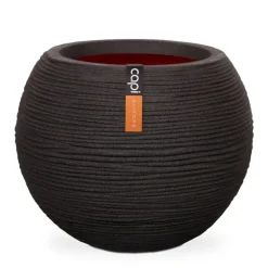 Rund sort vandtæt plantekrukke med vandret mønster- Ø.40/Ø.62