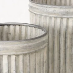 Runde metal zinkpotter med riflet overflade - 3 stk i sæt