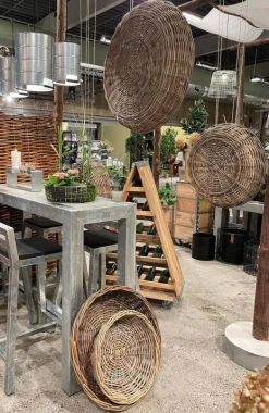 Runde rattan bakker / fade / bowler - sæt 4stk op til Ø.110cm