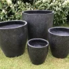 Runde udendørs sorte havekrukker i Terrazzo look - 4stk