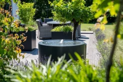 Runde vandbassiner / vandfontæner i aluminium med LED lys - H.75cm