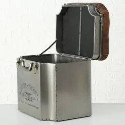 Skammel / Minibænk i metal med print, låg og sæde