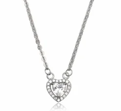 Sølvhalskæde med hjerte vedhæng / Zirkon