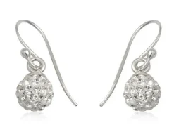 Sølvøreringe med hvid krystal - 6mm