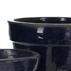 Små glaserede plantekrukker i sæt med 4stk / Blå eller Grøn