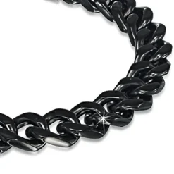 Sort cuban link stålarmbånd til mænd 9mm