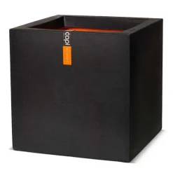 Sort glat firkantet kubisk krukke smooth black - Livstidsgaranti