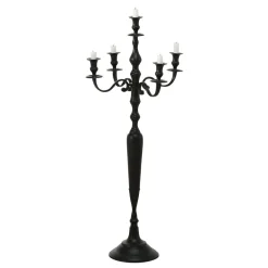 Sort gulvlysestage - 5-armet - 105cm kandelaber