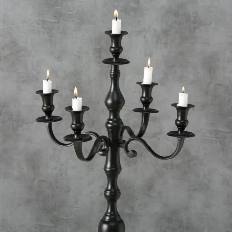 Sort gulvlysestage - 5-armet - 105cm kandelaber
