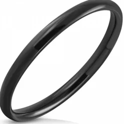 Sort smal stålfingerring / 2mm