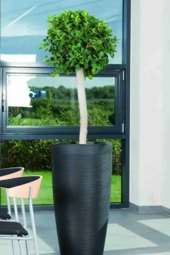 Sort vandtæt krukke med riller - H.67 + H.87cm