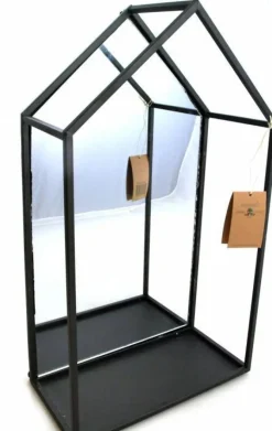 Sort Væghylde med spejl / Spejlhus til lys