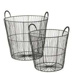 Sorte runde trådkurve med håndtag / Sæt