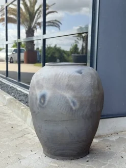 Sort/Grå Vintage Lerkrukke - H.52cm + H.71cm