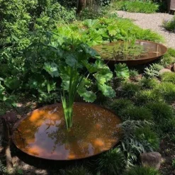 Spejlbassin - Stort vandfad / vandspejl / i cortenstål rust