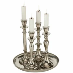 Sæt med lysfad og 4 lysestager