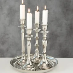 Sæt med lysfad og 4 lysestager