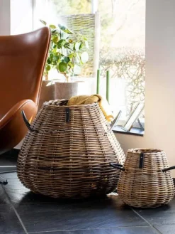 Sæt med 5stk koniske rattan krukker i pæreform - udendørs / Indendørs