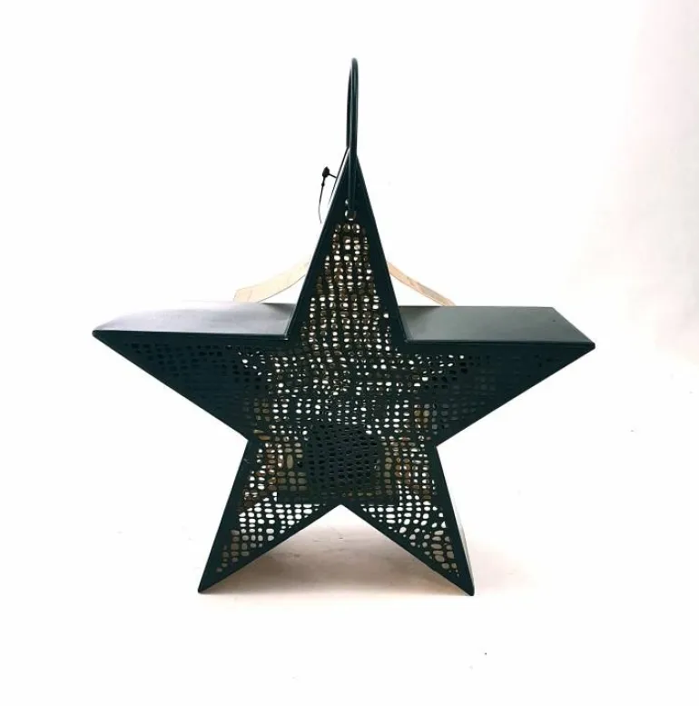 Stjerne lysestage i sort metal med hank