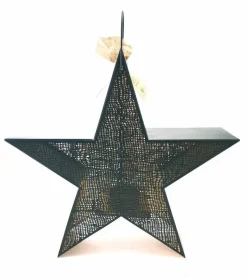 Stjerne lysestage i sort metal med hank