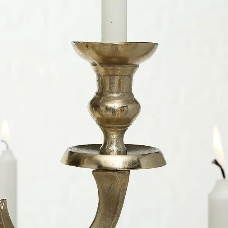 Stor 9 armet gulvlysestage guld / alu - 180cm