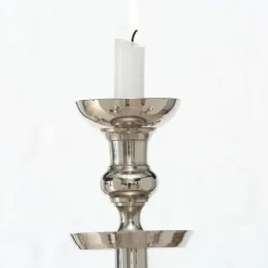 Stor 9 armet kandelaber gulvlysestage i sølv / alu - 180cm