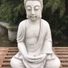 Stor hvid have buddha i cement / beton - 67cm