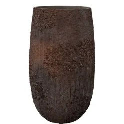 Stor H.90xØ.50cm rustik krukke med møster - Sandgrå eller Brun