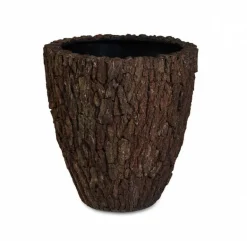 Stor indendørs konisk krukke med træbark - Ø.60cm