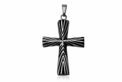 Stor korsvedhæng i rustfri stål med emalje