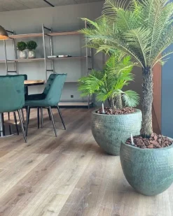 Stor krukke i hammered metal - Mystic Green - 3 størrelser