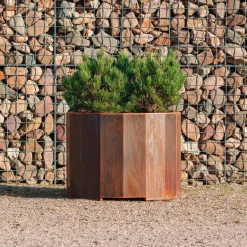 Stor mangekantet rund krukke i rust - ø.80 + ø.100 + ø.120cm