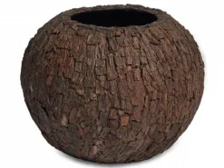 Stor rund krukke med bark - 3 str