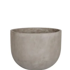 Stor rund lav indendørs krukke i fiberbeton - Ø.51 + Ø.61 - sand/grå - Topkvalitet