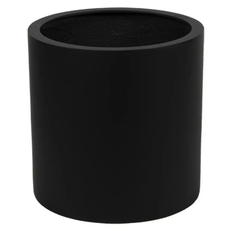 Stor rund sort eller grå cylinder krukke i fiberstone / Ø.30 + Ø.40cm + Ø.50cm + Ø.60cm