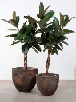 Stor rustik krukke med lava mønster - Sandgrå + Brun - op til Ø.80cm