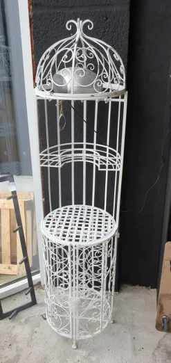 Stor vinreol / multi bar i hvid antik jern