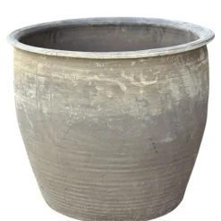 Stor Vintage Lerkrukke i støvgrå old look - Ø.60 + Ø.80