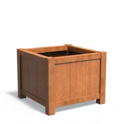 Store firkantede plantekasser i corten stål med fødder / 80x80 eller 100x100