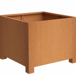 Store firkantede rust krukker i stål med fødder