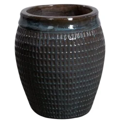 Store glaserede krukker i keramik - misty blue - op til Ø.81xH.81cm