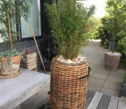 Store runde flettede rattan kurve / krukker - M/U Hjul