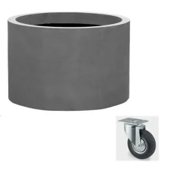 Store runde indendørs Jumbo plantekrukker med hjul - sort eller grå - ø.90 + ø.110cm