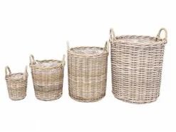 Store runde potteskjulere i rattan / flettet pil / SÆT