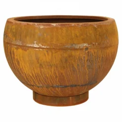 Store runde Uranus plantekrukker i cortenstål på løs fod/ring - Ø.60 + Ø.100